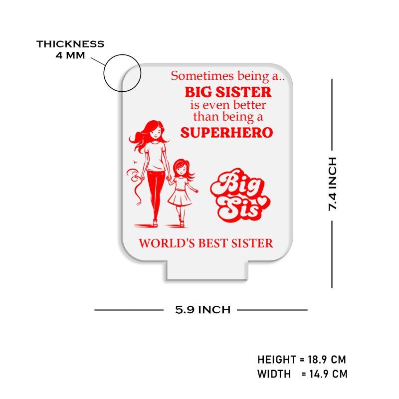 World Best Sister Night Lamp with Warm White Light | USB Cable | Best Gift for Sister